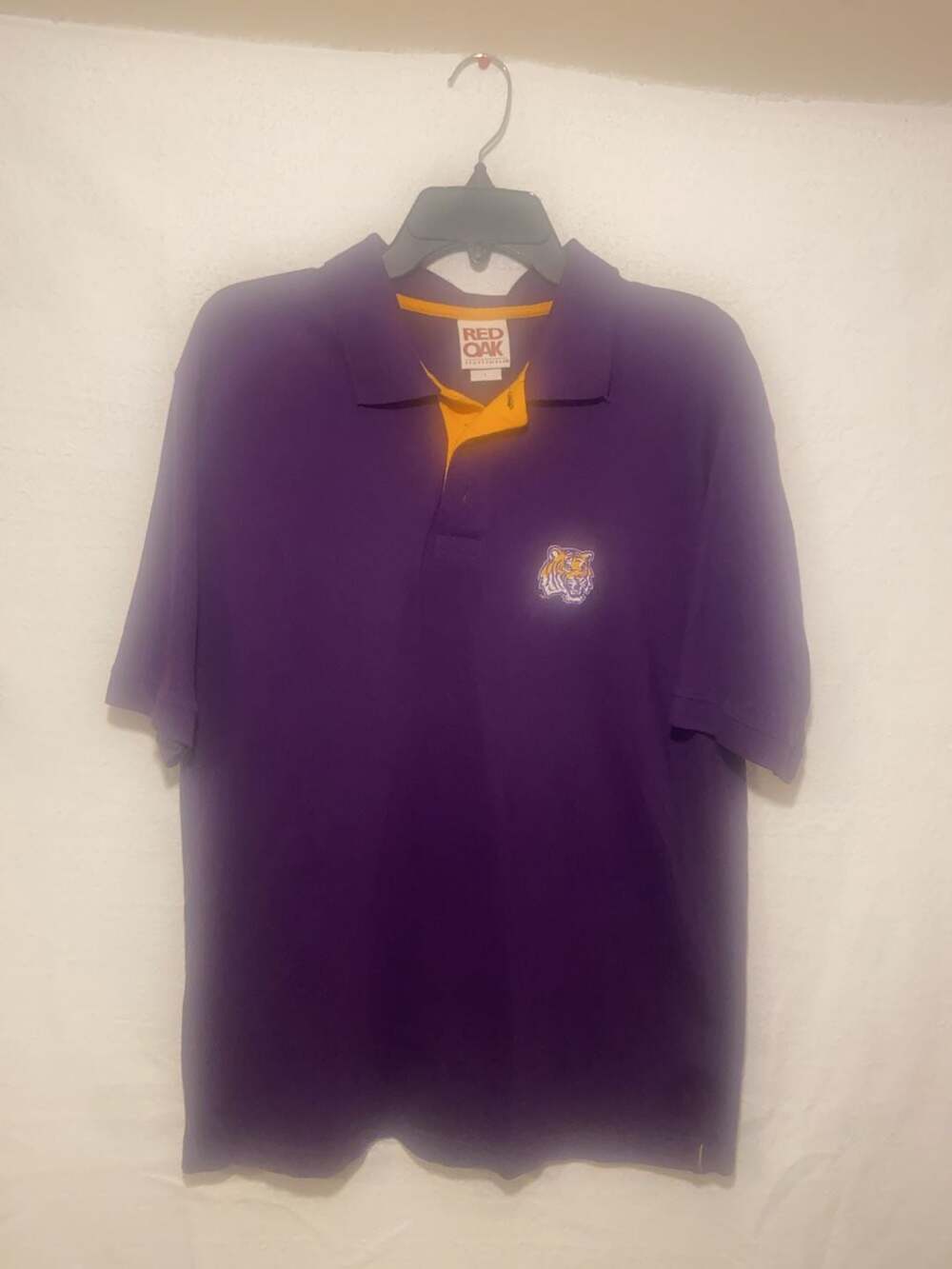 Red Oak Sportswear LSU Tigers Purple and Gold Polo Shirt Size Large